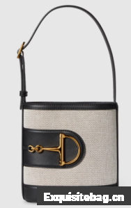 GUCCI 73 MINI BUCKET BAG Natural canvas 833665 Black