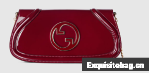 GUCCI BLONDIE SMALL SHOULDER Patent Leather Bag 815715 Rosso Ancora red