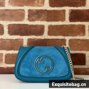 GUCCI BLONDIE SMALL SHOULDER BAG suede 815711 BLUE
