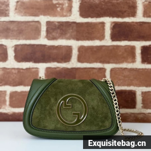GUCCI BLONDIE SMALL SHOULDER BAG suede 815711 DARK GREEN