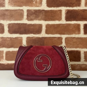 GUCCI BLONDIE SMALL SHOULDER BAG suede 815711 Rosso Ancora red