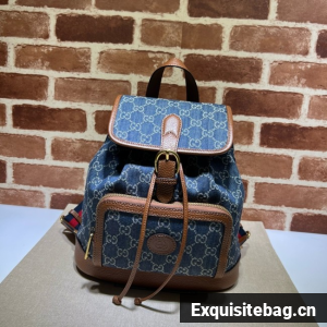 GUCCI Denim BACKPACK WITH INTERLOCKING G 674147 blue