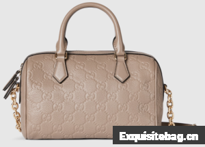 GUCCI GG EMBLEM MEDIUM BOSTON BAG 815255 Taupe