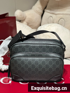 GUCCI GG EMBLEM MEDIUM CROSSBODY BAG 821160 black