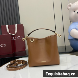 GUCCI GG EMBLEM SMALL BUCKET BAG 815118 brown