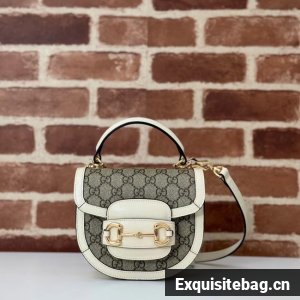 GUCCI HORSEBIT 1955 MINI TOP HANDLE BAG 781387 white&Supreme canvas