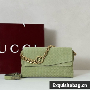 GUCCI Medium shoulder bag with chain Suede 857622 green