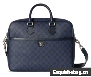 GUCCI OPHIDIA MEDIUM GG BRIEFCASE 792116 Dark blue
