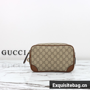 GUCCI Supreme canvas Clutche 821164 brown