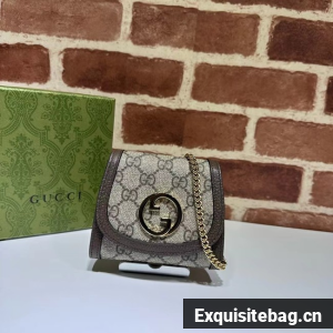 Gucci Blondie card case wallet GG Supreme canvas 725219 brown