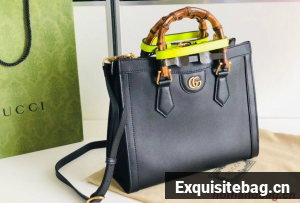 Gucci Diana GG Bamboo Top Handle Original Leather Bag 660195 Black