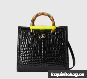 Gucci Diana small crocodile tote bag 660195 Black