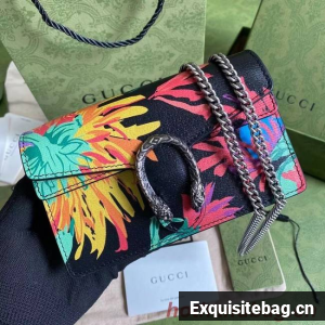 Gucci Dionysus Leather Super mini Bag 476432 Black Flower