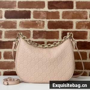 Gucci GG EMBLEM MEDIUM SHOULDER BAG 820453 Light pink