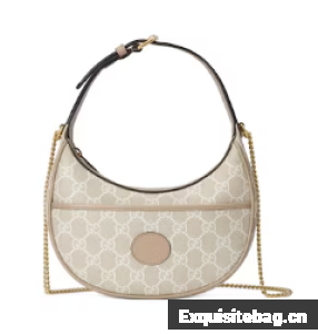 Gucci GG HALF-MOON-SHAPED MINI BAG 726843 Beige