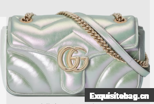 Gucci GG MARMONT SMALL SHOULDER BAG 443497 Green iridescent