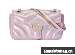 Gucci GG MARMONT SMALL SHOULDER BAG 443497 Pink iridescent