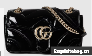 Gucci GG MARMONT SMALL patent leather SHOULDER BAG 443497 black
