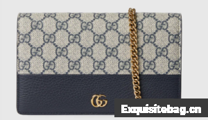 Gucci GG Marmont bi-color wallet on chain 497985 ariation beige and blue Supreme