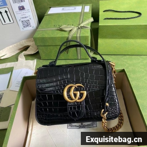 Gucci GG Marmont crocodile mini top handle bag 547260 black
