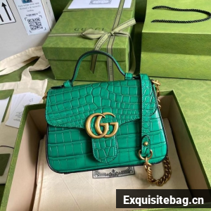 Gucci GG Marmont crocodile mini top handle bag 547260 green