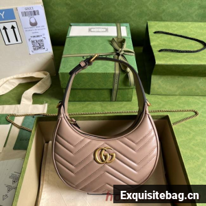 Gucci GG Marmont half-moon-shaped mini bag 699514 dark pink