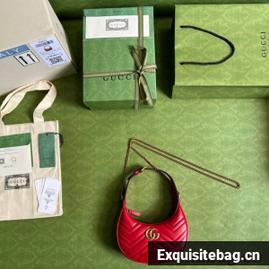 Gucci GG Marmont half-moon-shaped mini bag 699514 red