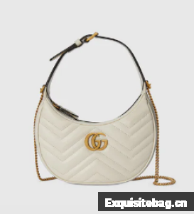 Gucci GG Marmont half-moon-shaped mini bag 699514 white