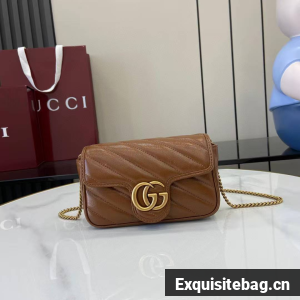 Gucci GG Marmont matelasse super mini bag 476433 brown