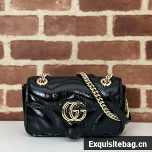 Gucci GG Marmont small shoulder bag Patent leather 446744 black