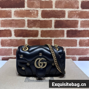 Gucci GG Marmont small shoulder bag leather 446744 black