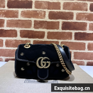 Gucci GG Marmont small shoulder bag velvet 446744 black