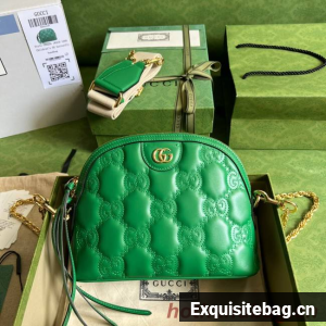 Gucci GG Matelasse leather shoulder bag 702229 Bright green