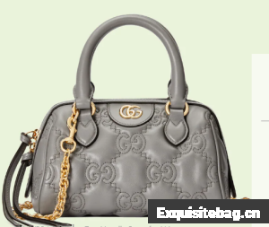 Gucci GG Matelasse leather top handle bag 702251 Dusty grey