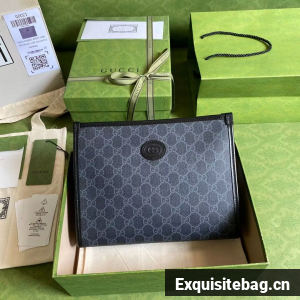 Gucci GG Supreme Pochette Voyage Bag 672956 Black