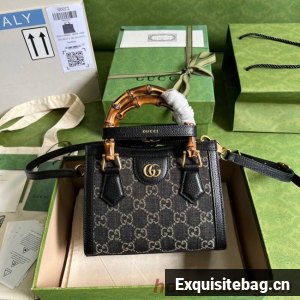 Gucci GG denim jacquard Diana mini tote bag 655661 Black