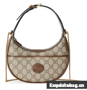 Gucci HALF-MOON-SHAPED MINI BAG WITH INTERLOCKING G 726843 brown