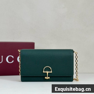 Gucci Half Horsebit wallet on chain 855654 drak green