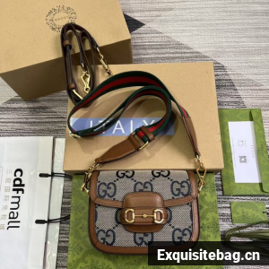 Gucci Horsebit 1955 GG mini bag 658574 blue&brown