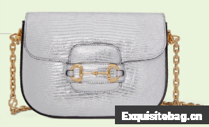 Gucci Horsebit 1955 lizard mini bag 675801 Silver