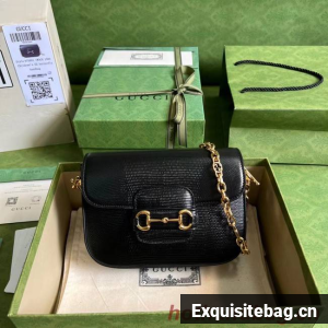 Gucci Horsebit 1955 lizard mini bag 675801 black
