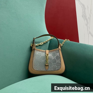 Gucci JACKIE 1961 CRYSTAL GG MINI SHOULDER BAG 675799 Beige