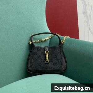 Gucci JACKIE 1961 CRYSTAL GG MINI SHOULDER BAG 675799 black