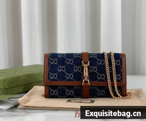 Gucci Jackie 1961 chain wallet denim 652681 blue