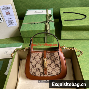 Gucci Jackie 1961 mini crystal GG lizard hobo bag 637091 Brown