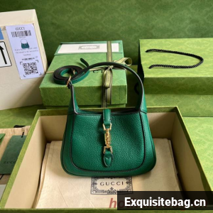 Gucci Jackie 1961 mini natural grain leather hobo bag 637091 Emerald green