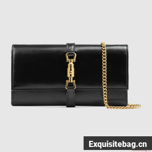 Gucci Jackie 1961 ostrich chain wallet 652681 black