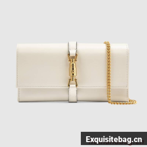 Gucci Jackie 1961 ostrich chain wallet 652681 white