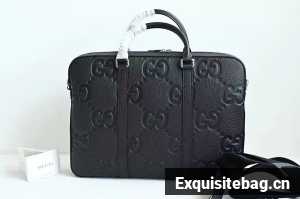 Gucci Jumbo GG Leather Briefcase 658573 Black 