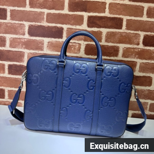 Gucci Jumbo GG Leather Briefcase 658573 blue